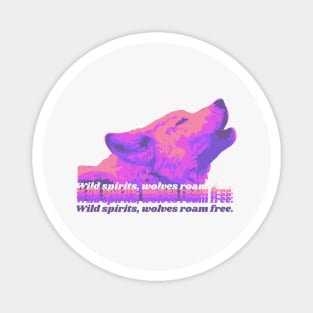 vibrant pink wolf howling Magnet